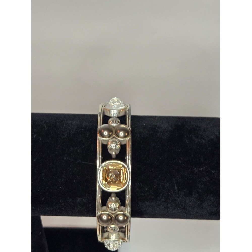 Brighton Silver Bracelet with Citrine-Colored Center Stone